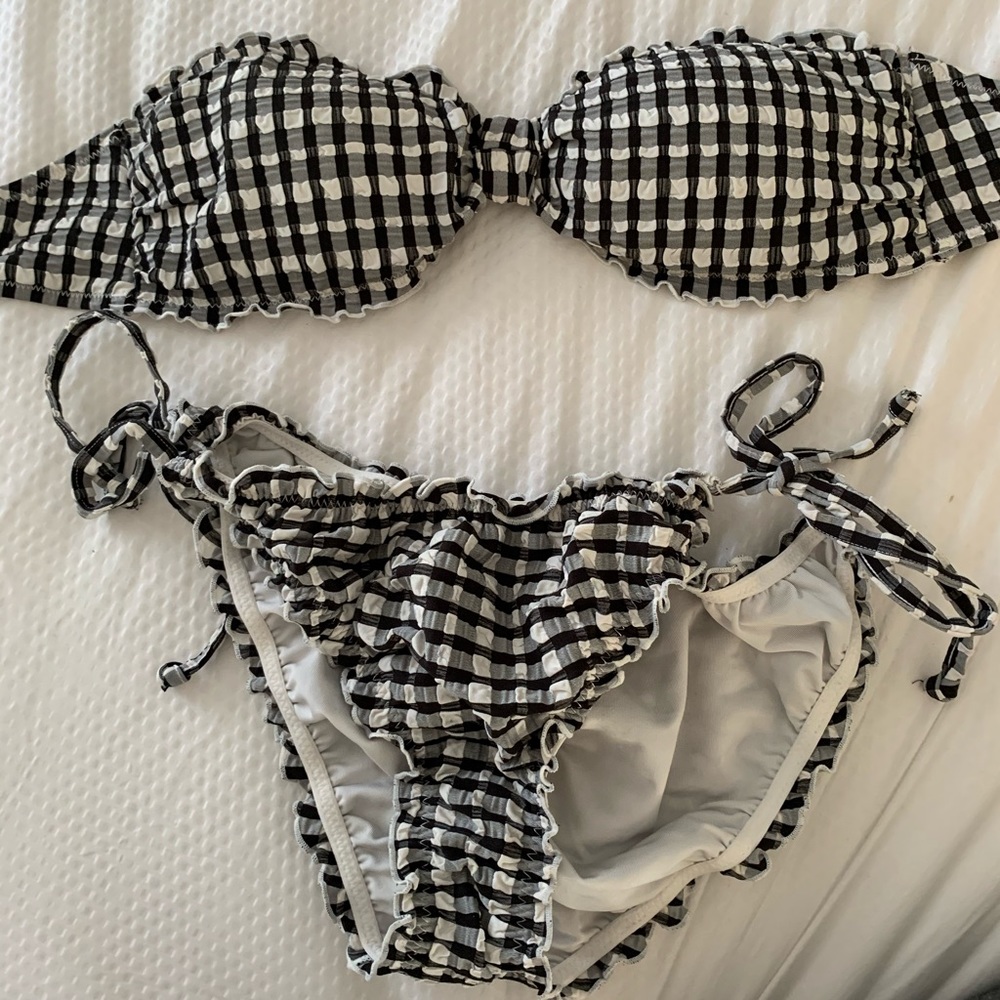 H&M gingham bikini black and white